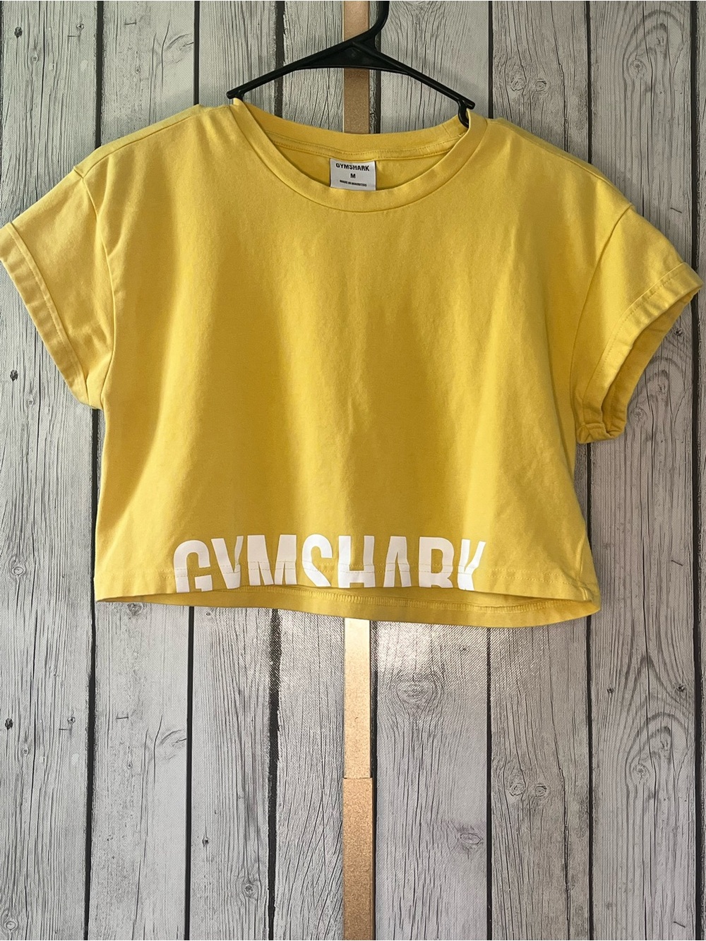 Gymshark Fraction Crop Top Mustard Gym Workout Athletic  Wear Graphic medium